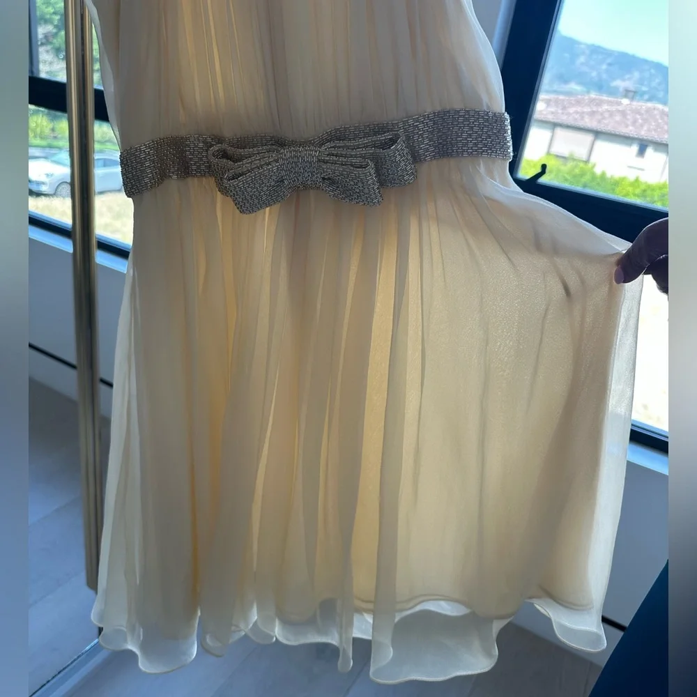 Celine Celine Paris Robe cocktail draper Gown with Embellished Bow - Picture 2 of 11